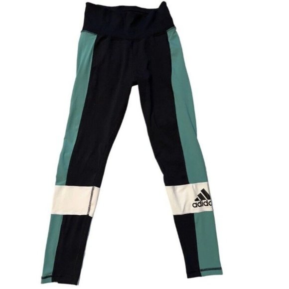 Adidas Climalite Leggings Ladies Aeroready Black Logo New No Tag Small - Picture 1 of 6